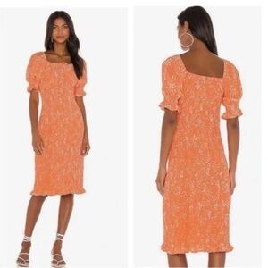 Faithfull The Brand Peach Floral Crepe Midi Medium